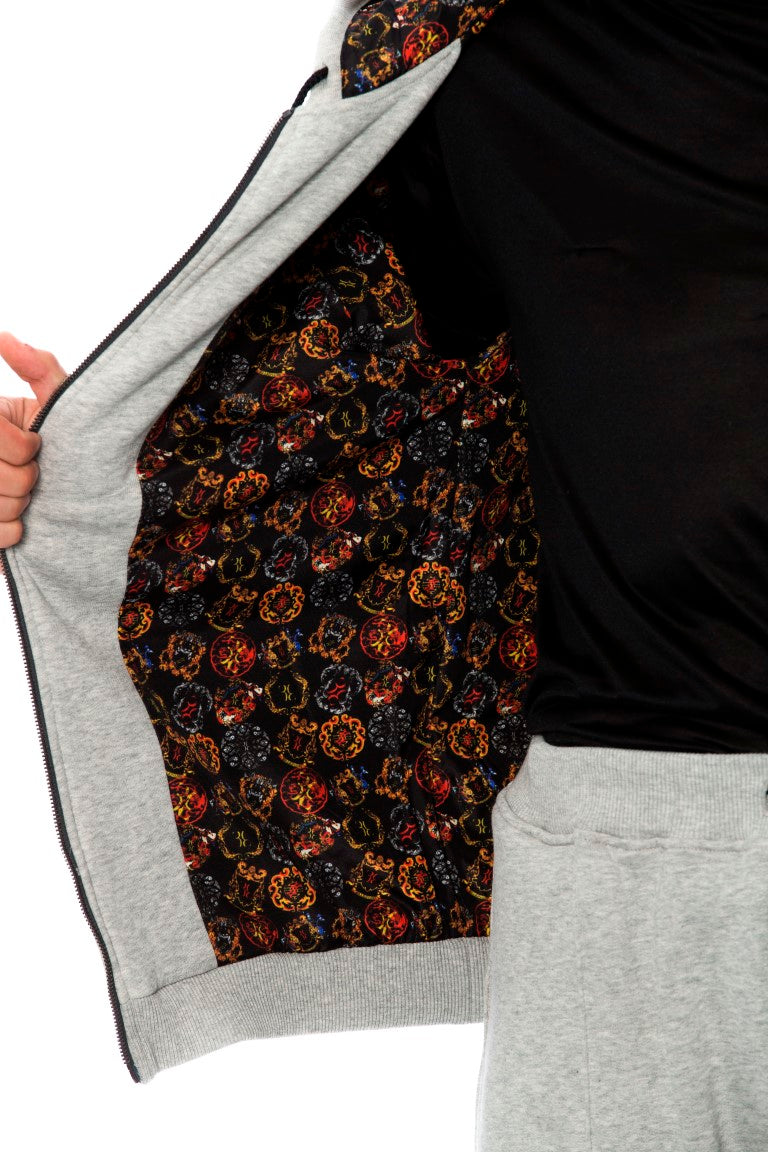 Billionaire Italian Couture Gray Cotton Hooded Sweatsuit Billionaire Italian Couture