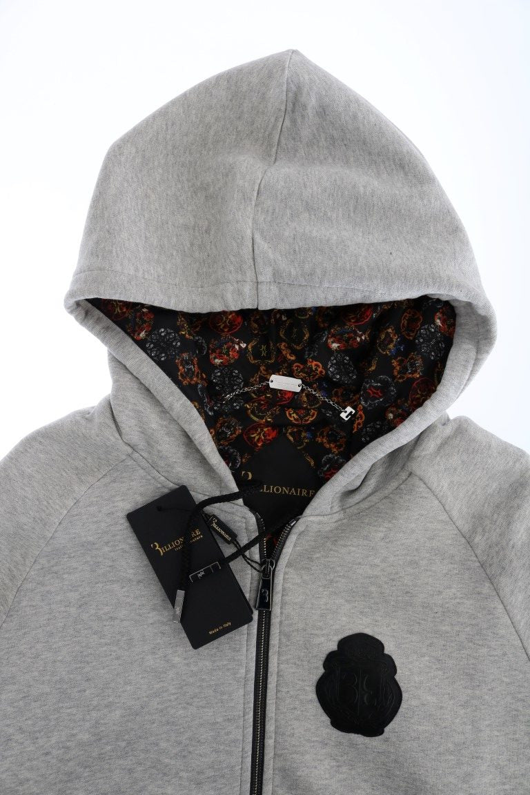 Billionaire Italian Couture Gray Cotton Hooded Sweatsuit Billionaire Italian Couture