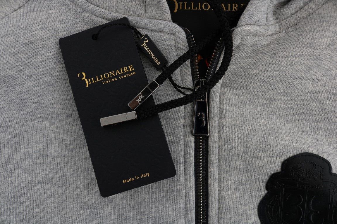 Billionaire Italian Couture Gray Cotton Hooded Sweatsuit Billionaire Italian Couture