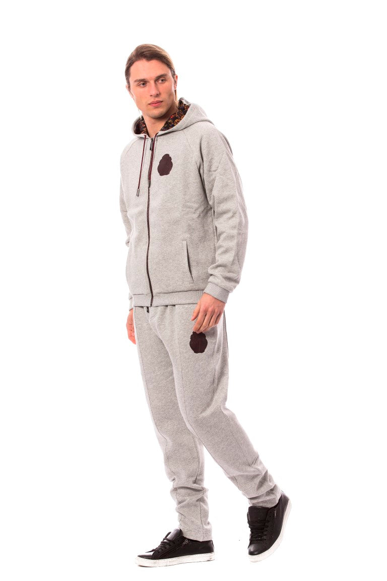 Billionaire Italian Couture Gray Cotton Hooded Sweatsuit Billionaire Italian Couture
