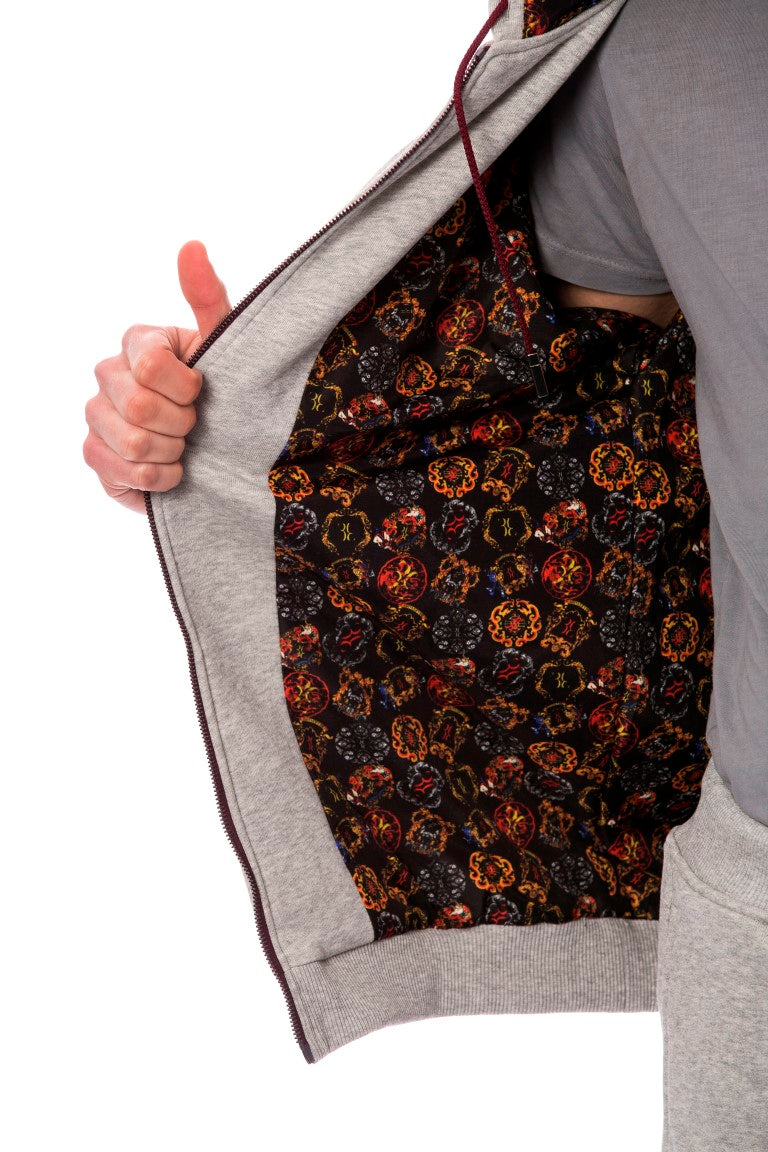 Billionaire Italian Couture Gray Cotton Hooded Sweatsuit Billionaire Italian Couture