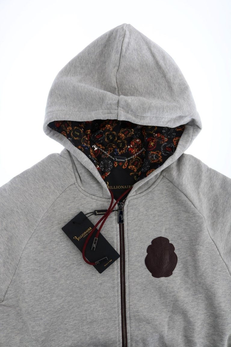 Billionaire Italian Couture Gray Cotton Hooded Sweatsuit Billionaire Italian Couture