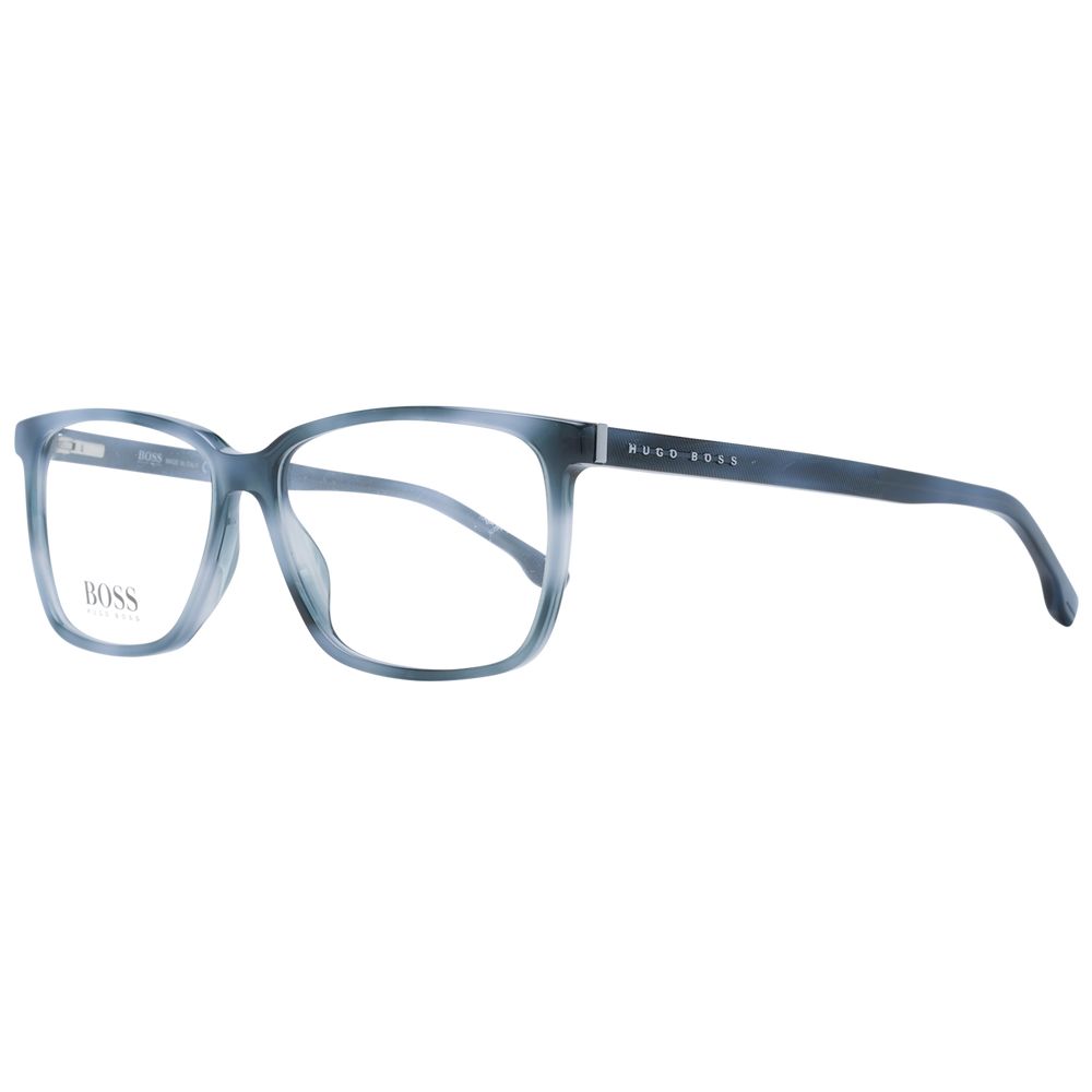 Hugo Boss blue acetate glasses frames with sleek design and clear lenses, stylish eyewear for modern fashion.