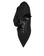 Dolce & Gabbana Black Stiletto Heels Mid Calf Boots Shoes