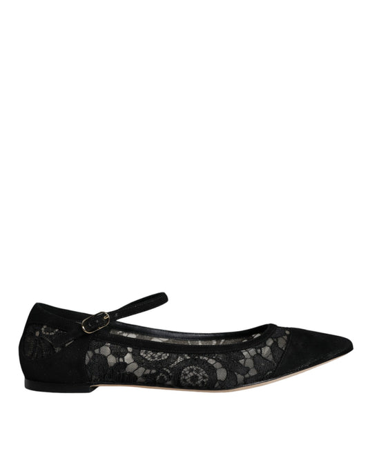 Dolce & Gabbana Black Taormina Lace Bellucci Flats Shoes Dolce & Gabbana