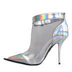 Dolce & Gabbana Silver Iridescent PVC Pointed Short Boots Shoes