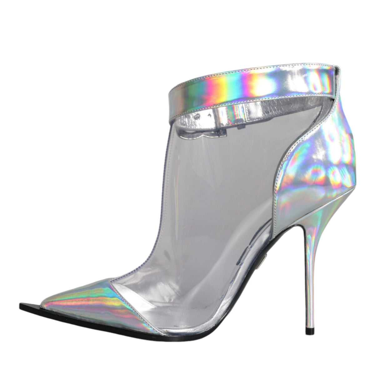 Dolce & Gabbana Silver Iridescent PVC Pointed Short Boots Shoes