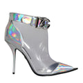 Dolce & Gabbana Silver Iridescent PVC Pointed Short Boots Shoes