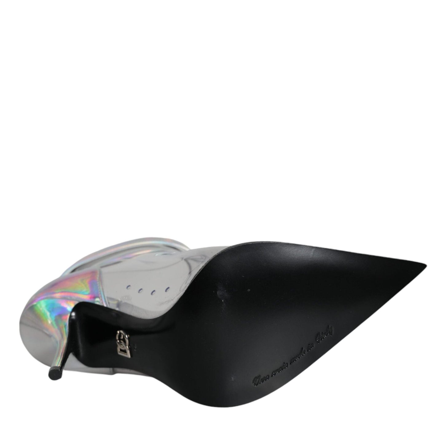 Dolce & Gabbana Silver Iridescent PVC Pointed Short Boots Shoes Dolce & Gabbana