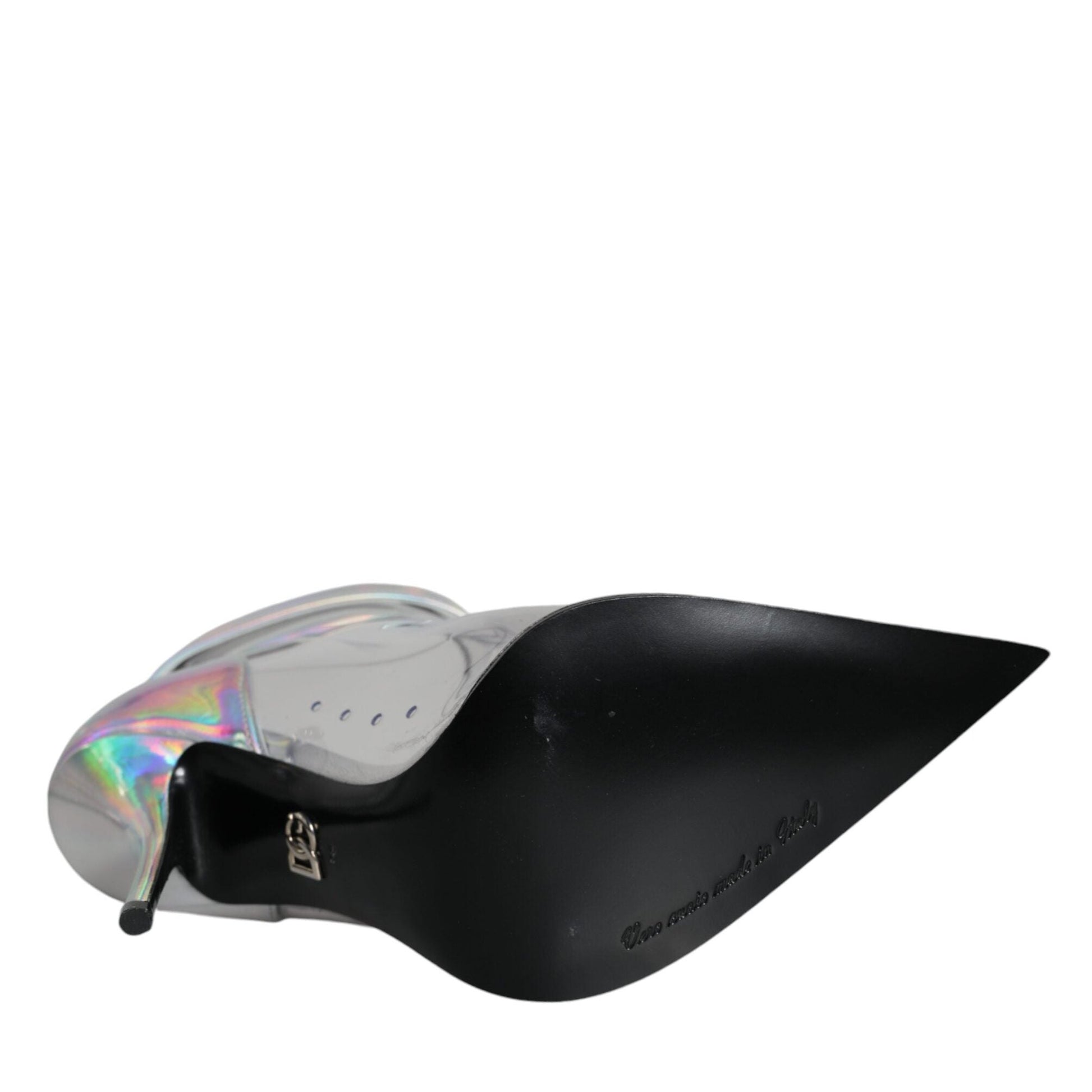 Dolce & Gabbana Silver Iridescent PVC Pointed Short Boots Shoes Dolce & Gabbana