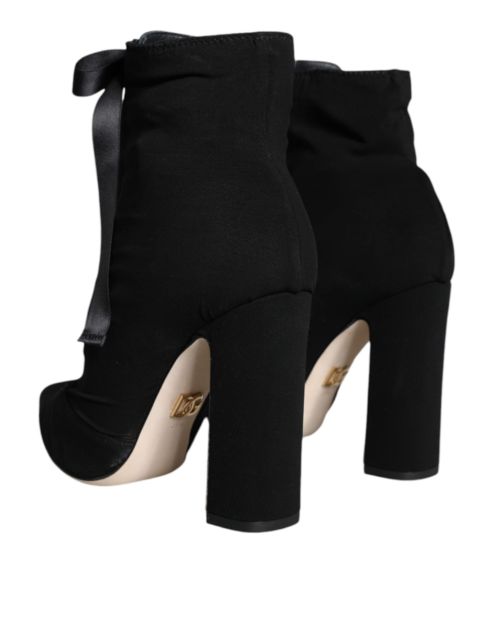 Dolce & Gabbana Black Jersey Stretch Ankle Booties Shoes Dolce & Gabbana