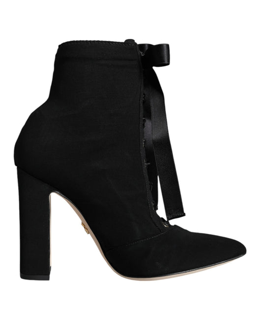 Dolce & Gabbana Black Jersey Stretch Ankle Booties Shoes Dolce & Gabbana