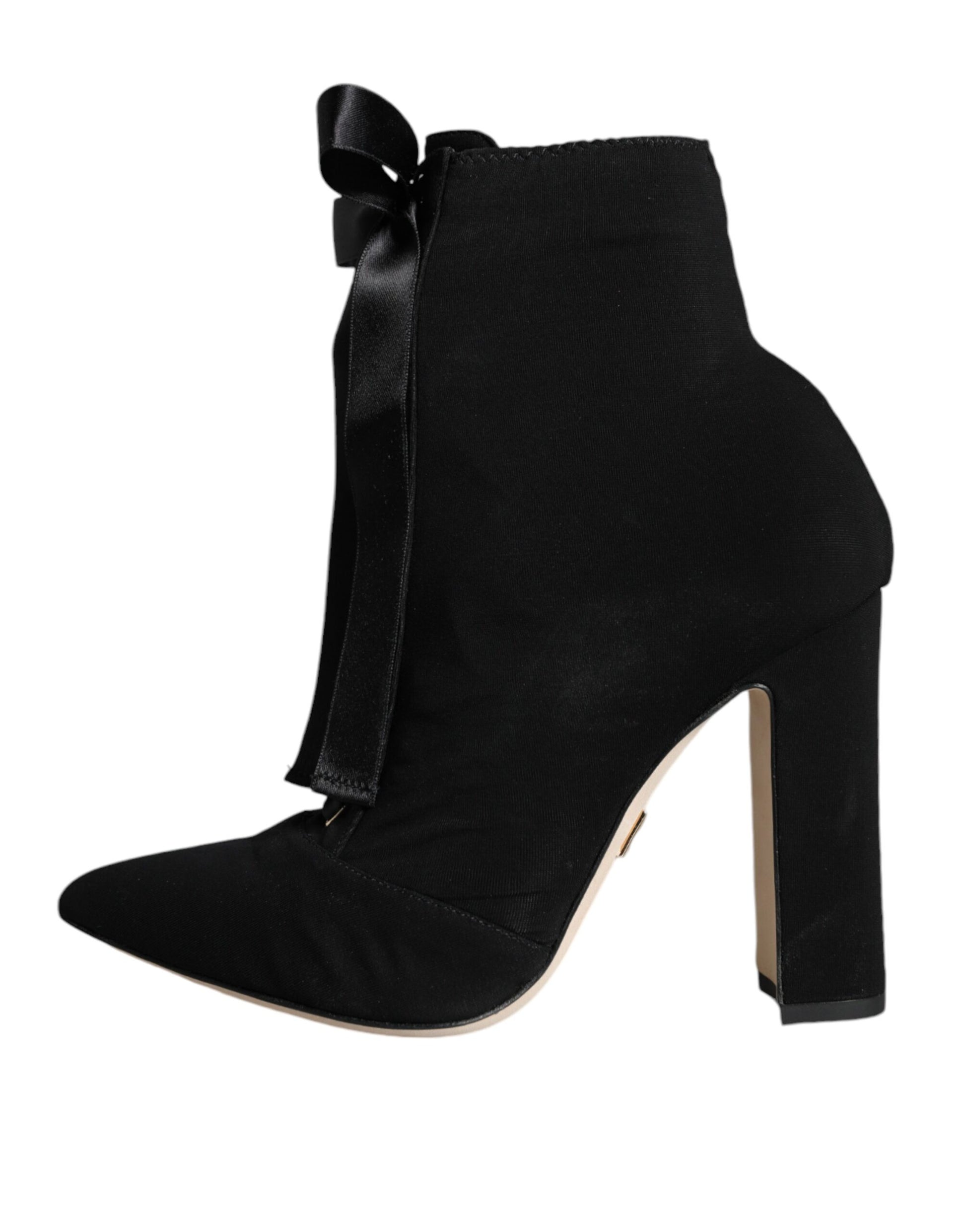 Dolce & Gabbana Black Jersey Stretch Ankle Booties Shoes Dolce & Gabbana
