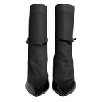 Dolce & Gabbana Black Leather Stilettos Booties Socks Shoes