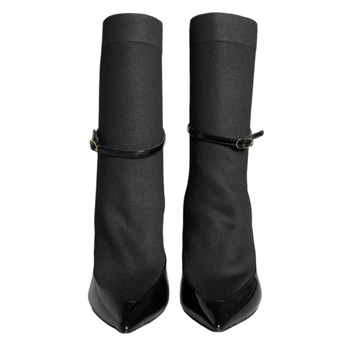 Dolce & Gabbana Black Leather Stilettos Booties Socks Shoes Dolce & Gabbana
