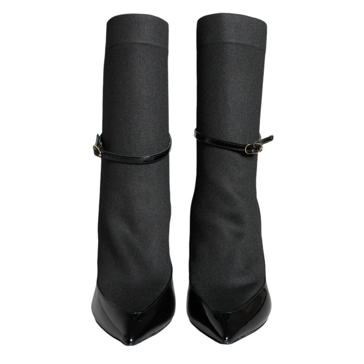 Dolce & Gabbana Black Leather Stilettos Booties Socks Shoes