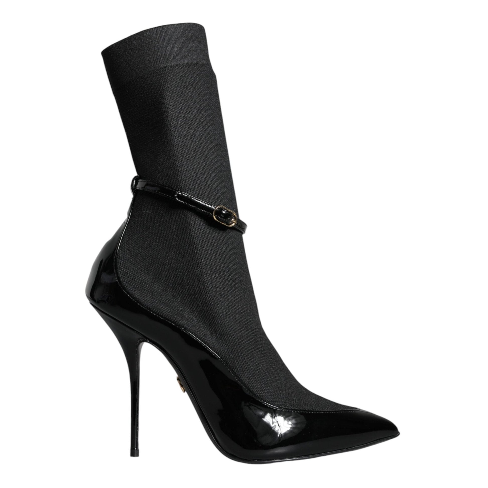 Dolce & Gabbana Black Leather Stilettos Booties Socks Shoes Dolce & Gabbana