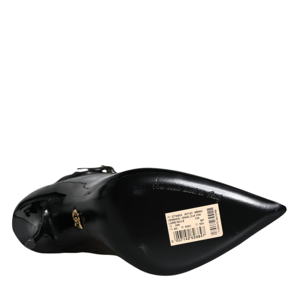 Dolce & Gabbana Black Leather Stilettos Booties Socks Shoes
