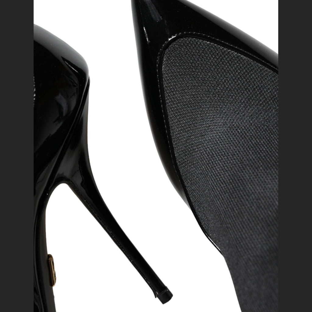 Dolce & Gabbana Black Leather Stilettos Booties Socks Shoes