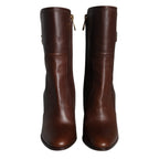 Dolce & Gabbana Brown Leather Heels Mid Calf Boots Shoes