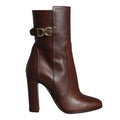 Dolce & Gabbana Brown Leather Heels Mid Calf Boots Shoes