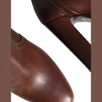 Dolce & Gabbana Brown Leather Heels Mid Calf Boots Shoes