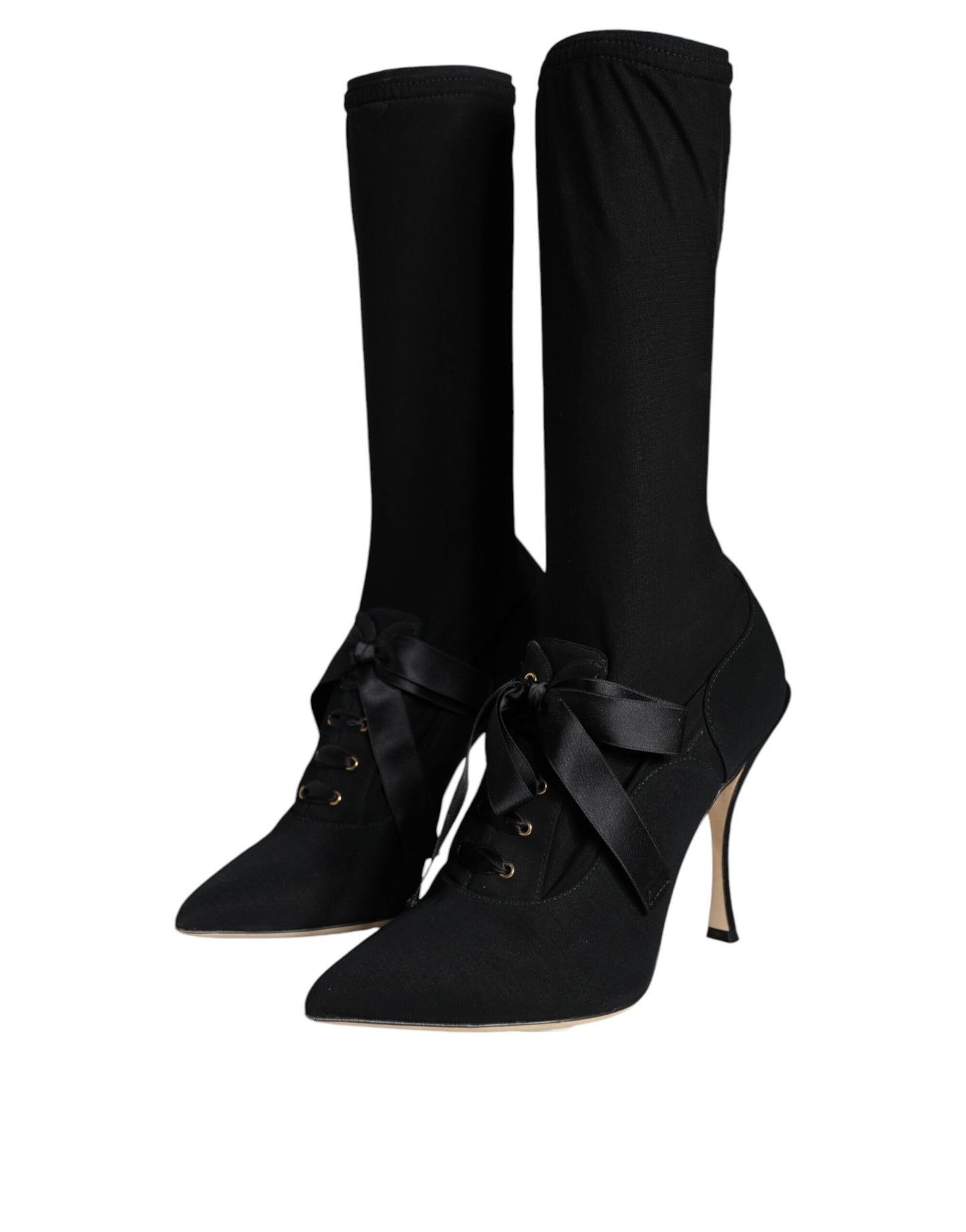 Dolce & Gabbana Black Stiletto Heels Mid Calf Boots Shoes Dolce & Gabbana