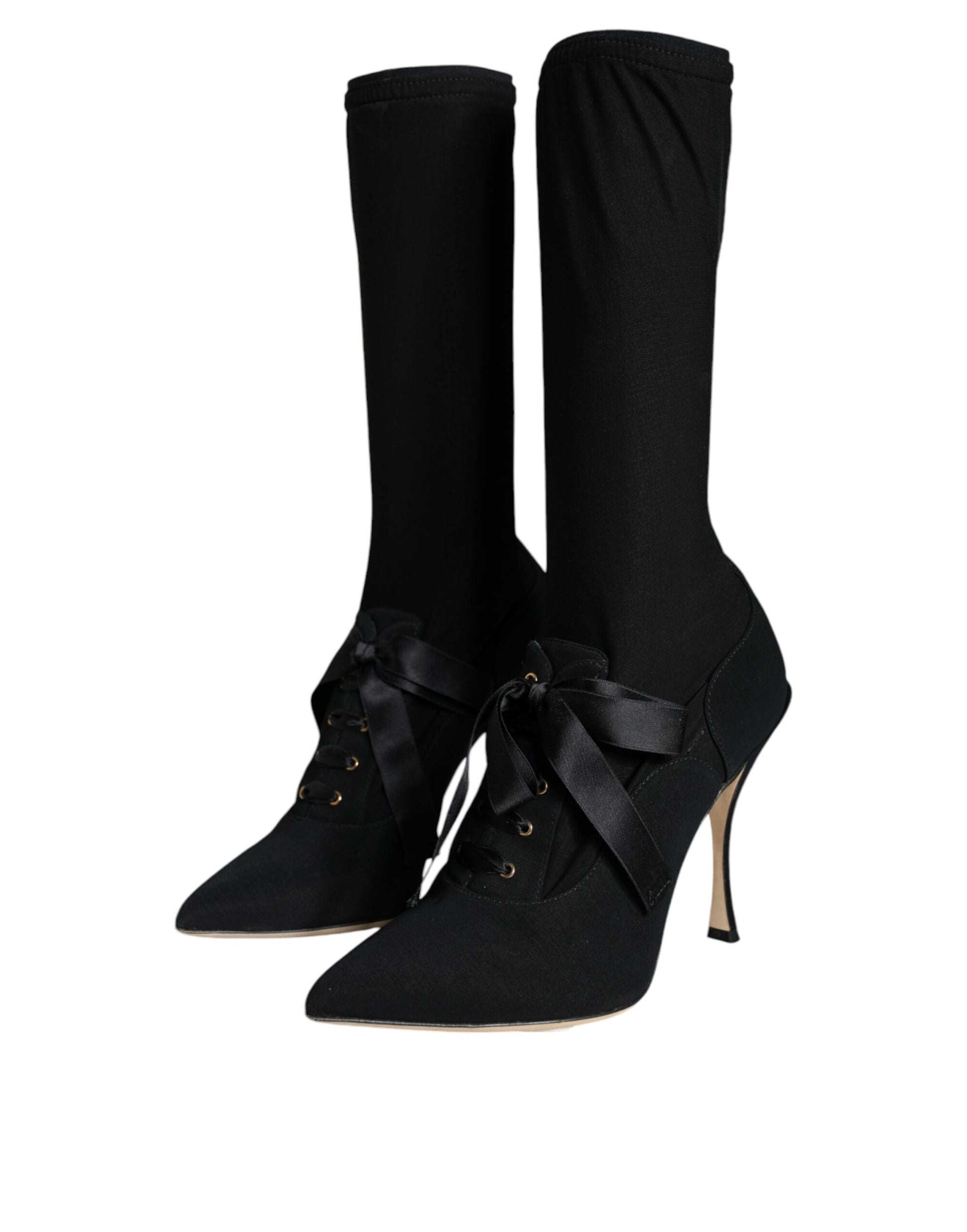 Dolce & Gabbana Black Stiletto Heels Mid Calf Boots Shoes Dolce & Gabbana