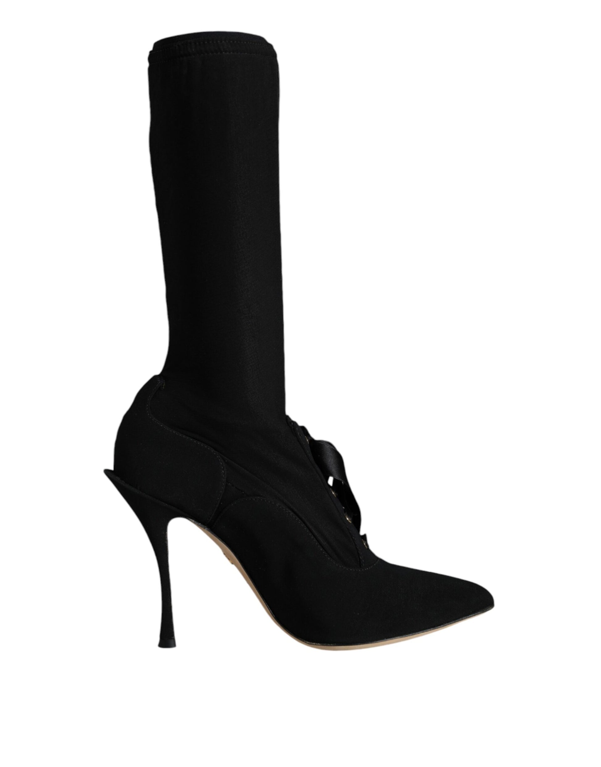 Dolce & Gabbana Black Stiletto Heels Mid Calf Boots Shoes Dolce & Gabbana