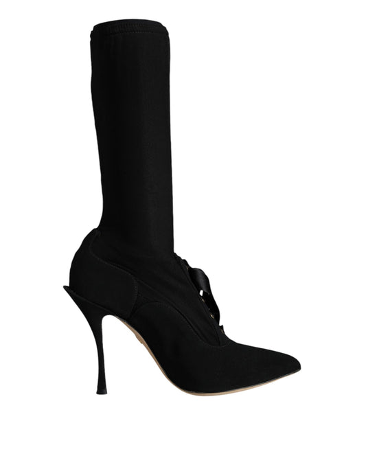 Dolce & Gabbana Black Stiletto Heels Mid Calf Boots Shoes Dolce & Gabbana