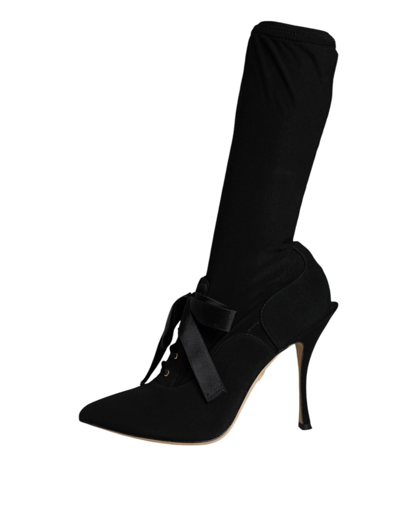 Dolce & Gabbana Black Stiletto Heels Mid Calf Boots Shoes Dolce & Gabbana