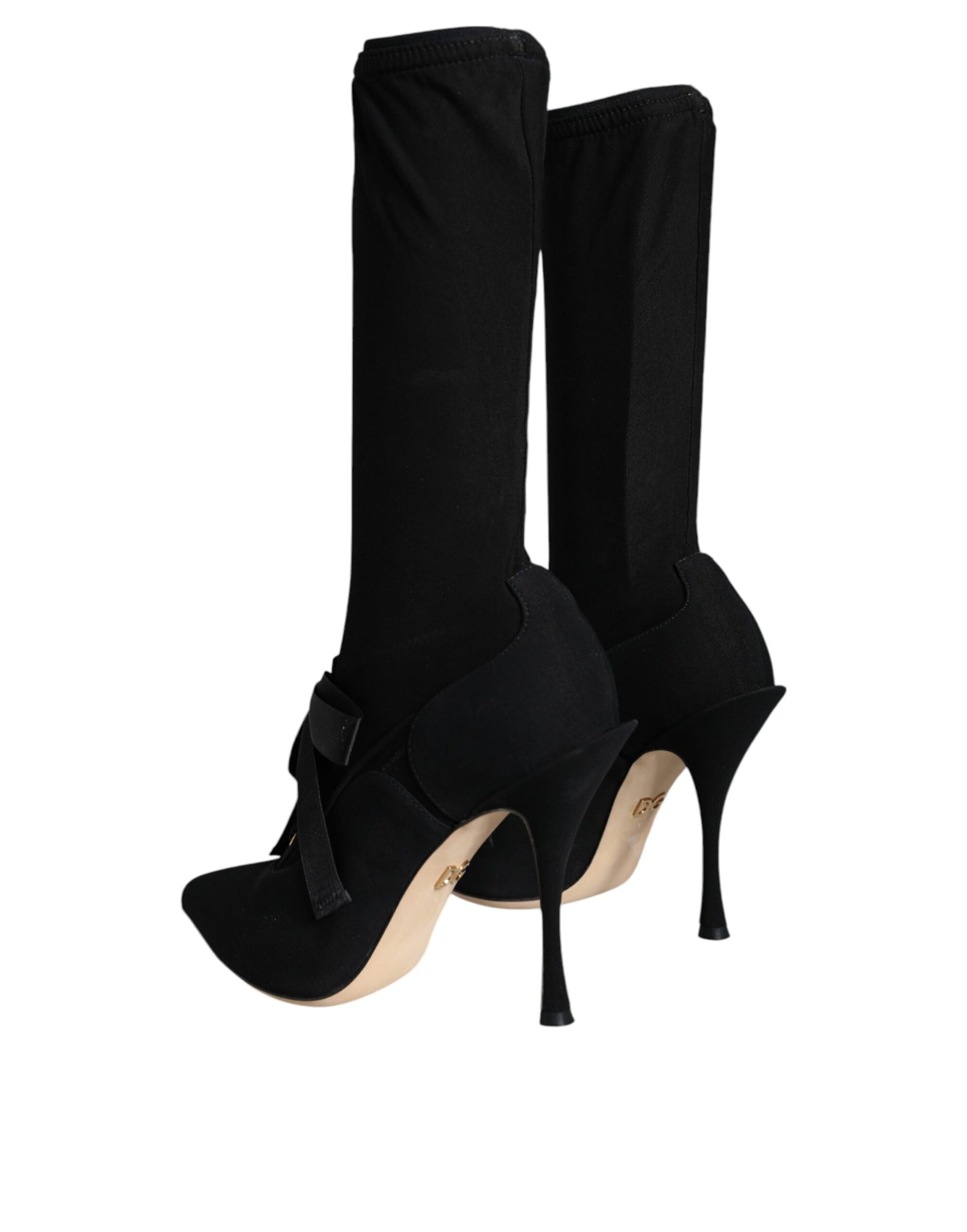 Dolce & Gabbana Black Stiletto Heels Mid Calf Boots Shoes Dolce & Gabbana