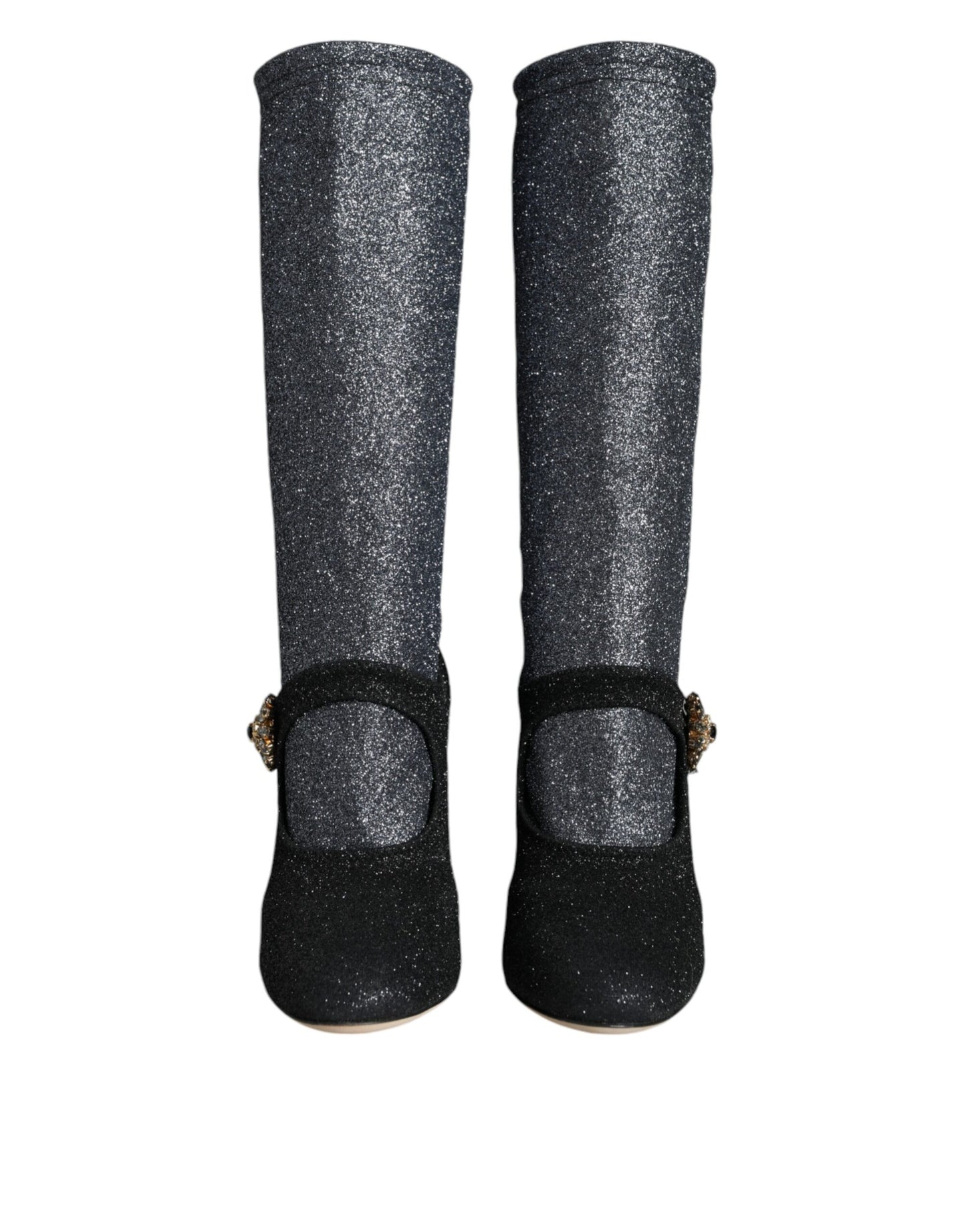 Dolce & Gabbana Black Crystal Mary Janes Booties Shoes Dolce & Gabbana