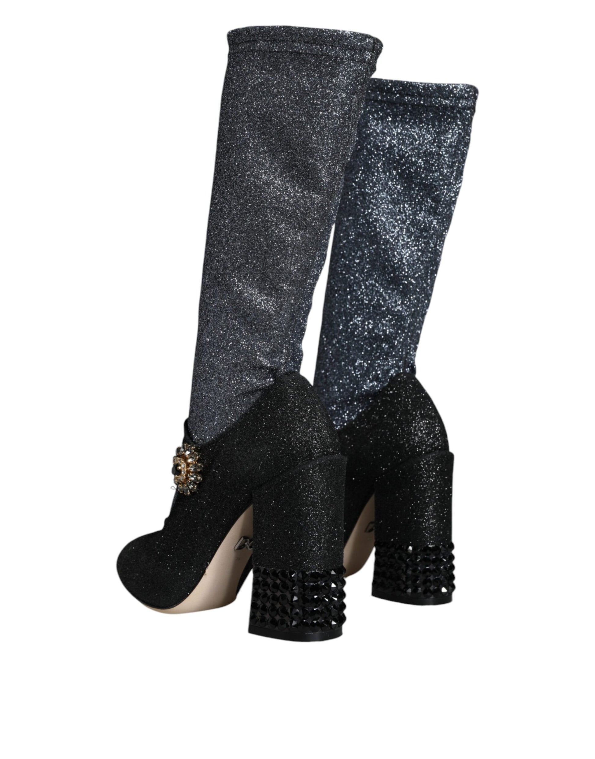 Dolce & Gabbana Black Crystal Mary Janes Booties Shoes Dolce & Gabbana