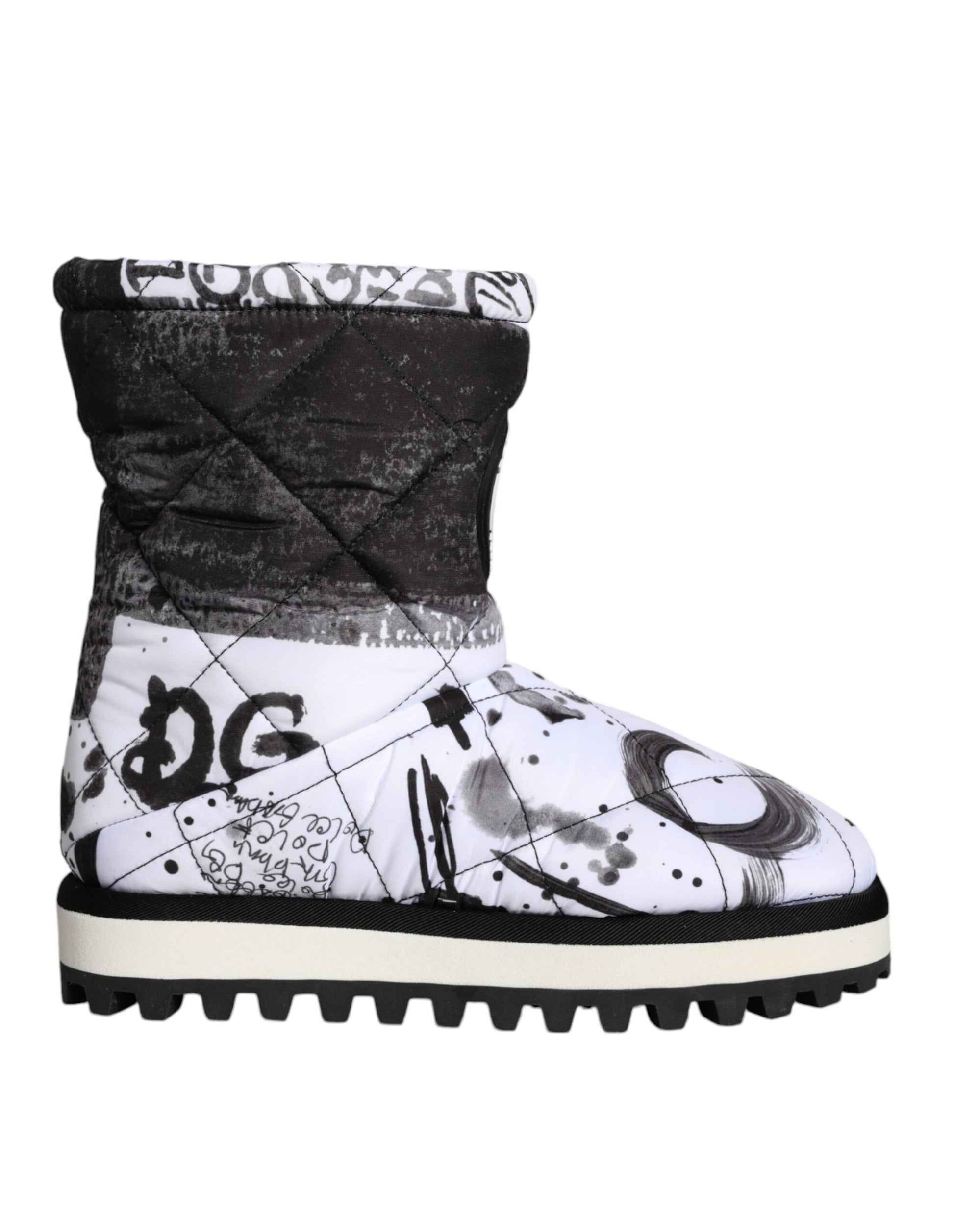 Dolce & Gabbana White Padded Logo Print Mid Calf Boots Shoes Dolce & Gabbana
