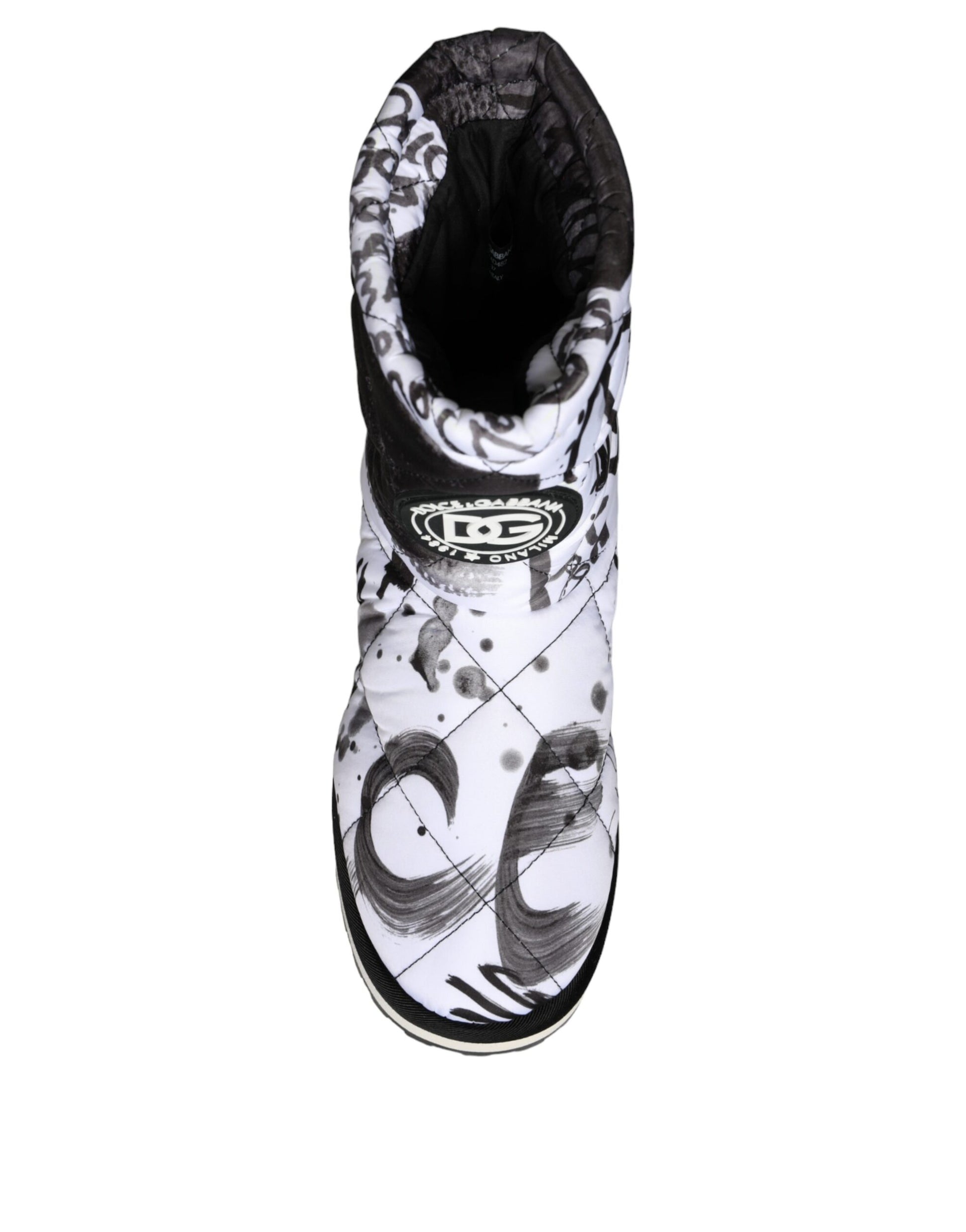 Dolce & Gabbana White Padded Logo Print Mid Calf Boots Shoes Dolce & Gabbana