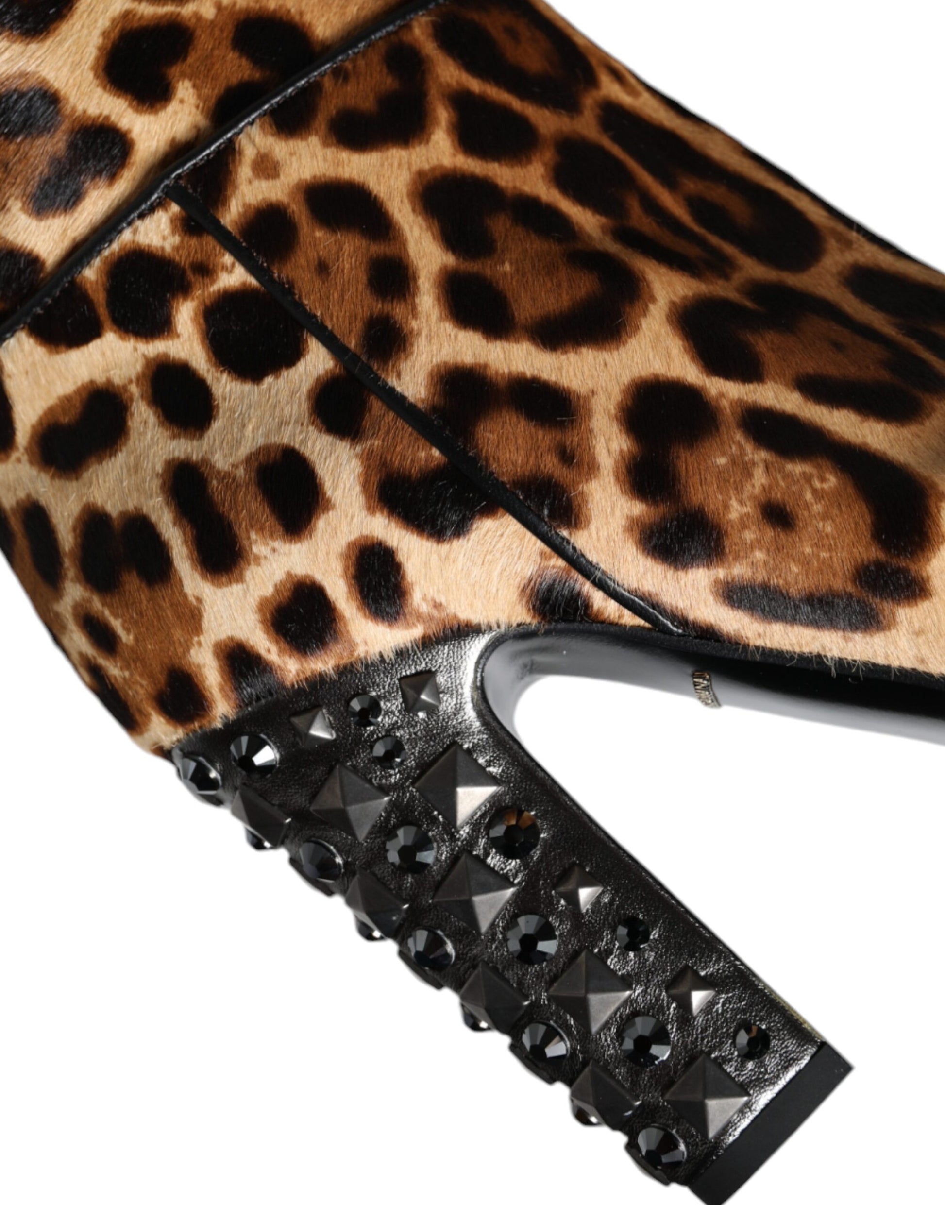 Dolce & Gabbana Beige Black Leopard Knee High Boots Shoes Dolce & Gabbana