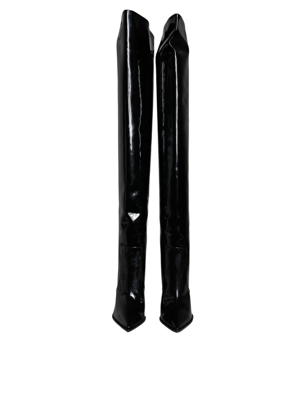 Dolce & Gabbana Black Patent Leather Knee High Boots Shoes - Eljoys Fashion 