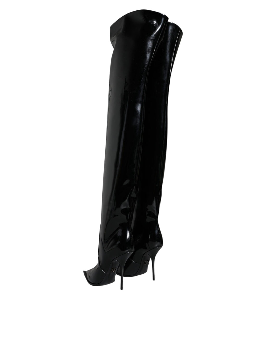 Dolce & Gabbana Black Patent Leather Knee High Boots Shoes - Eljoys Fashion 