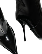 Dolce & Gabbana Black Patent Leather Knee High Boots Shoes - Eljoys Fashion 