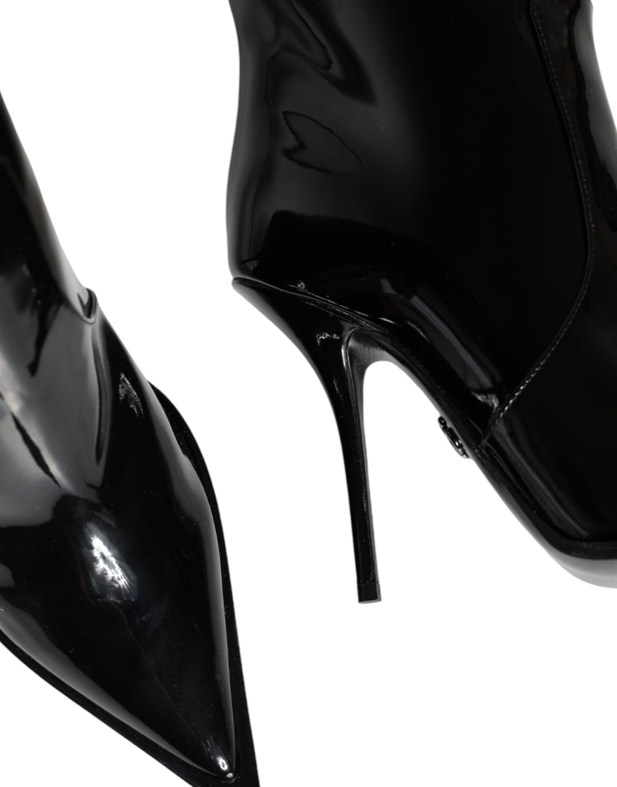 Dolce & Gabbana Black Patent Leather Knee High Boots Shoes - Eljoys Fashion 