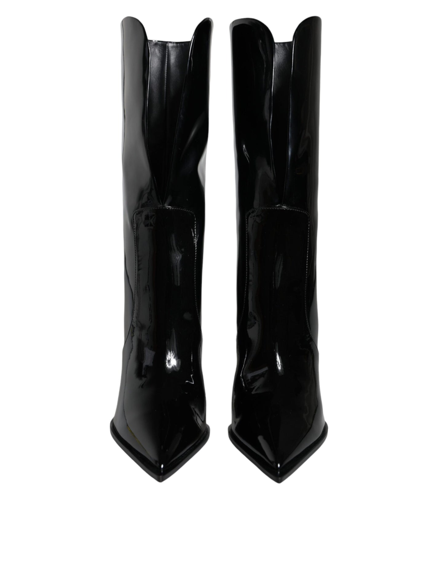 Dolce & Gabbana Black Patent Leather Mid Calf Boots Shoes Dolce & Gabbana