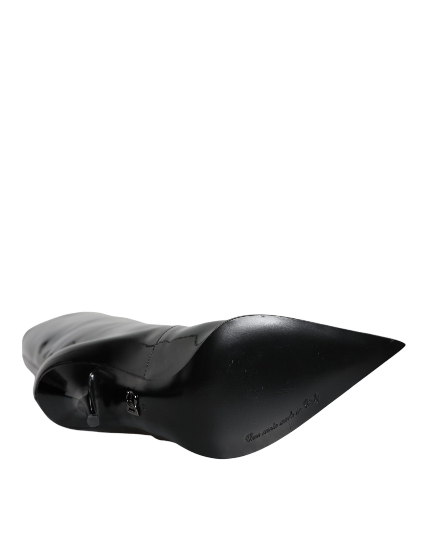 Dolce & Gabbana Black Patent Leather Mid Calf Boots Shoes Dolce & Gabbana