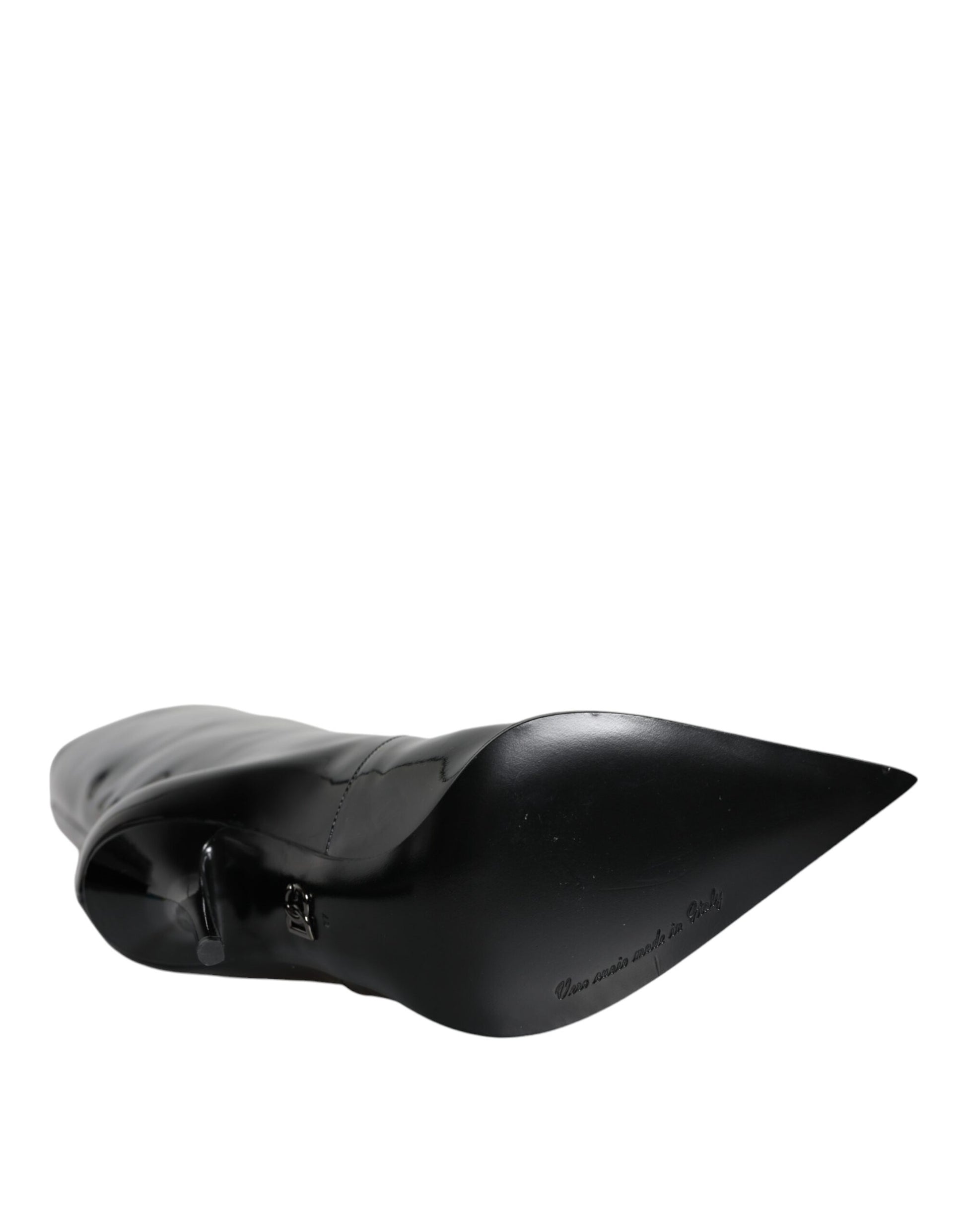 Dolce & Gabbana Black Patent Leather Mid Calf Boots Shoes Dolce & Gabbana