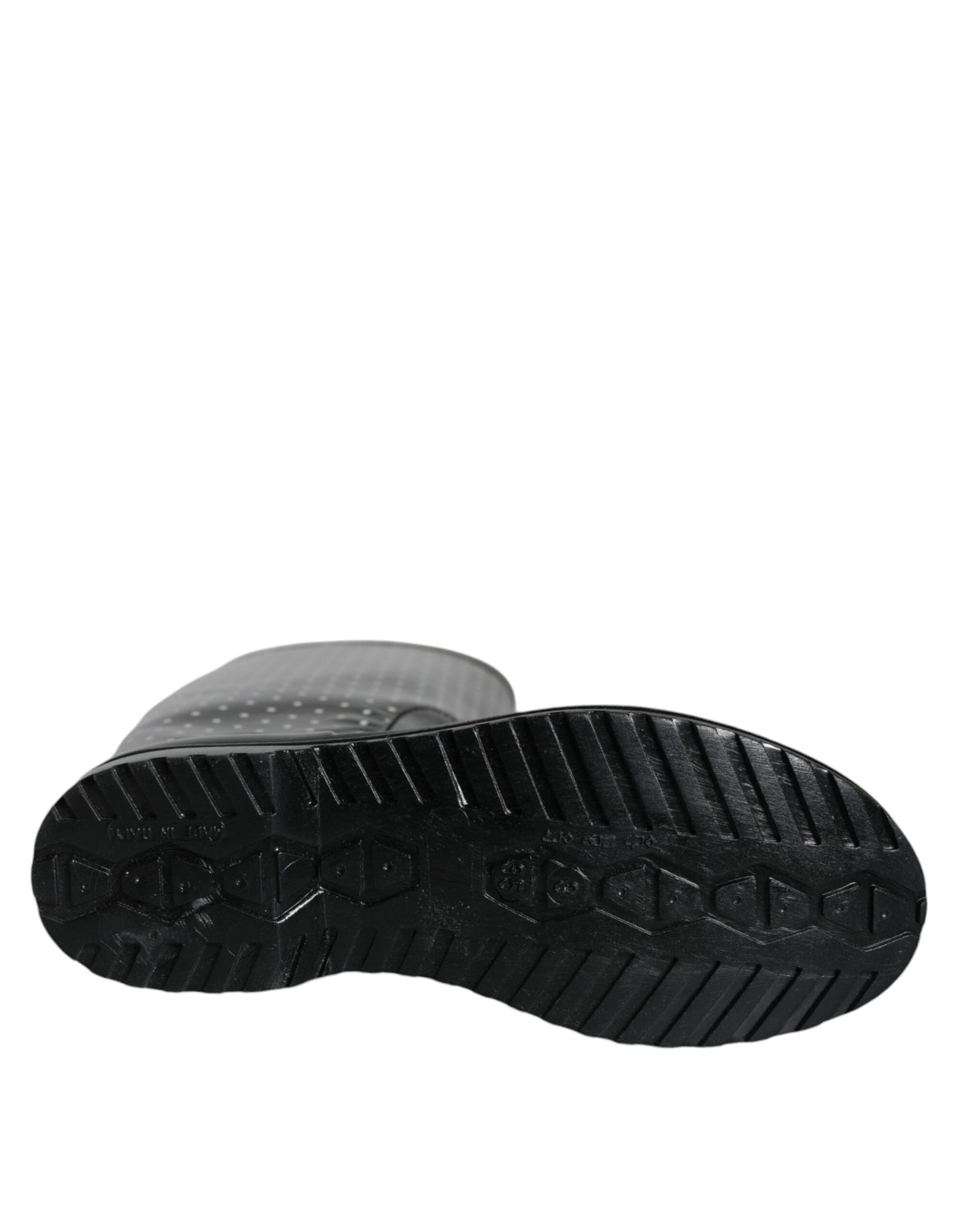 Dolce & Gabbana Black Polka Dot Rubber Knee High Boots Shoes Dolce & Gabbana