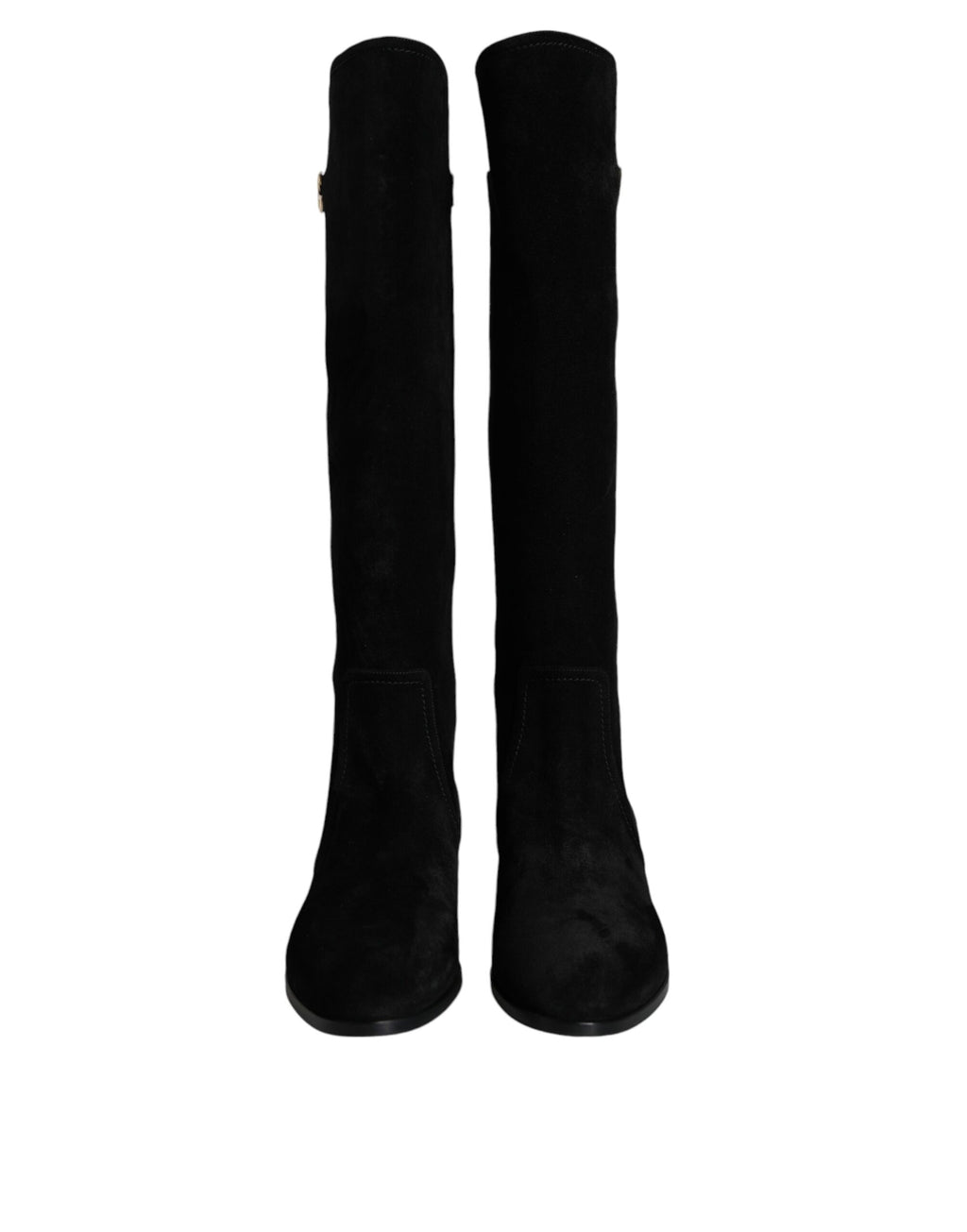 Dolce & Gabbana Black Suede Leather Knee High Boots Shoes - Eljoys Fashion 