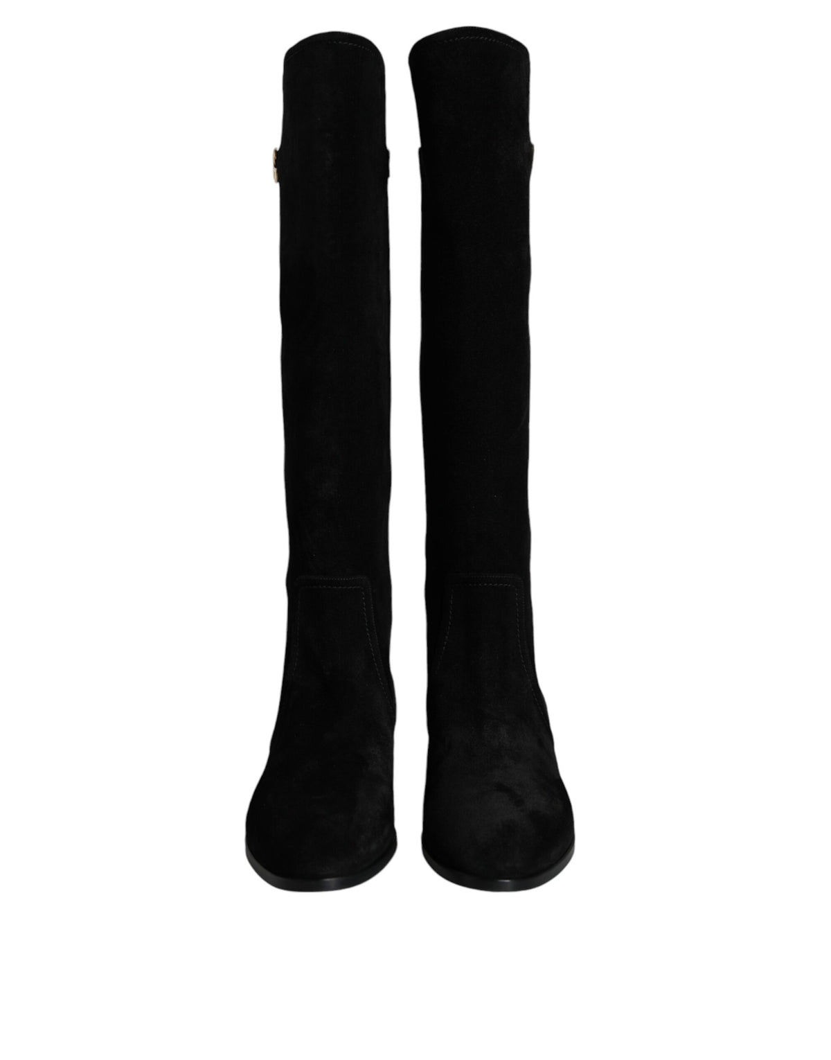 Dolce & Gabbana Black Suede Leather Knee High Boots Shoes - Eljoys Fashion 