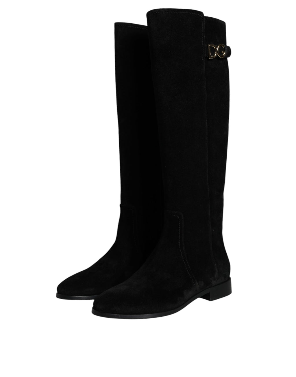 Dolce & Gabbana Black Suede Leather Knee High Boots Shoes - Eljoys Fashion 