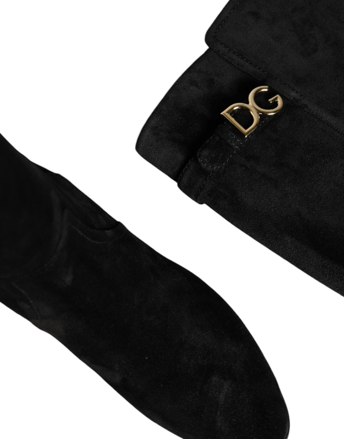 Dolce & Gabbana Black Suede Leather Knee High Boots Shoes - Eljoys Fashion 