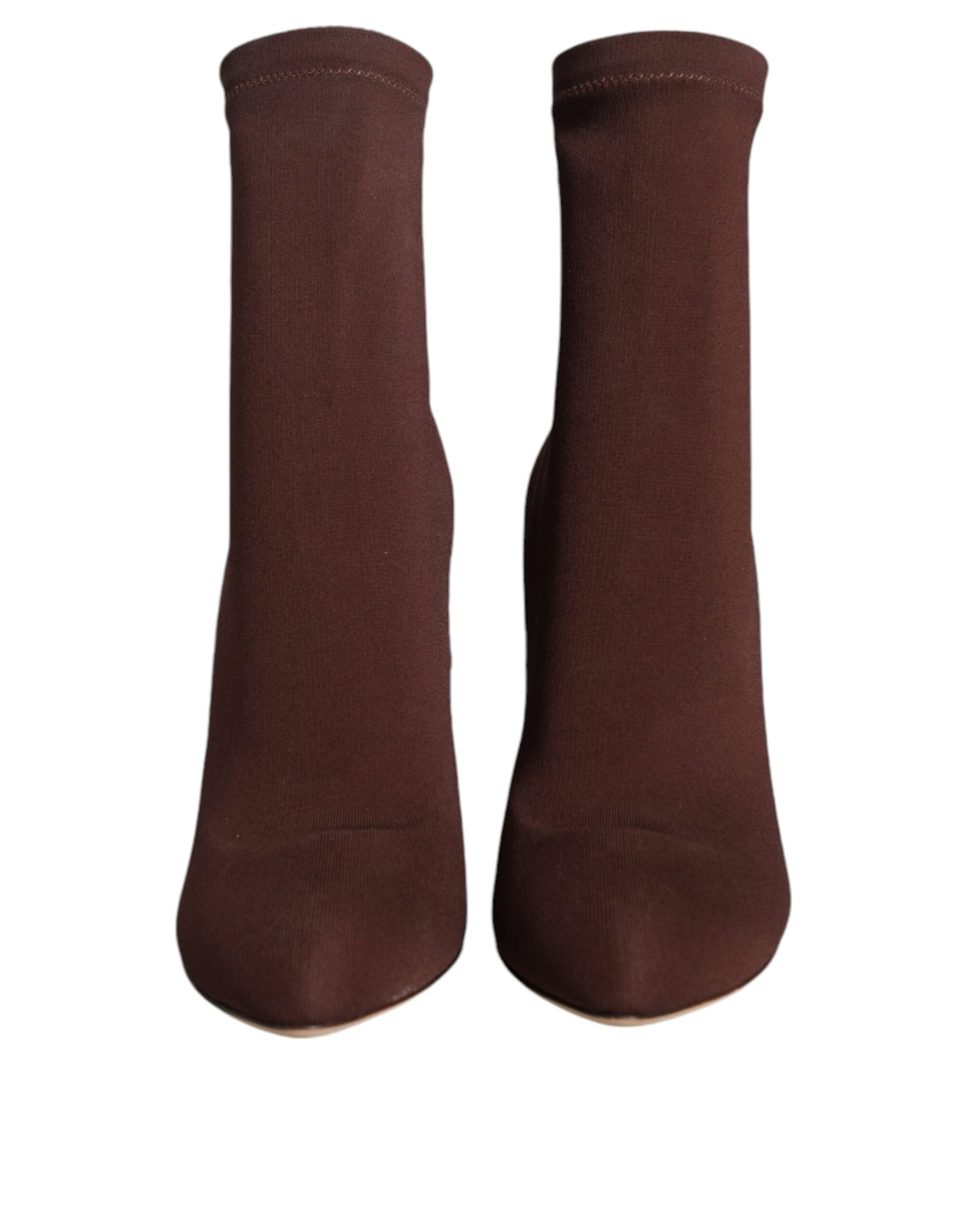 Dolce & Gabbana Brown Stiletto Heels Socks Ankle Boots Shoes Dolce & Gabbana